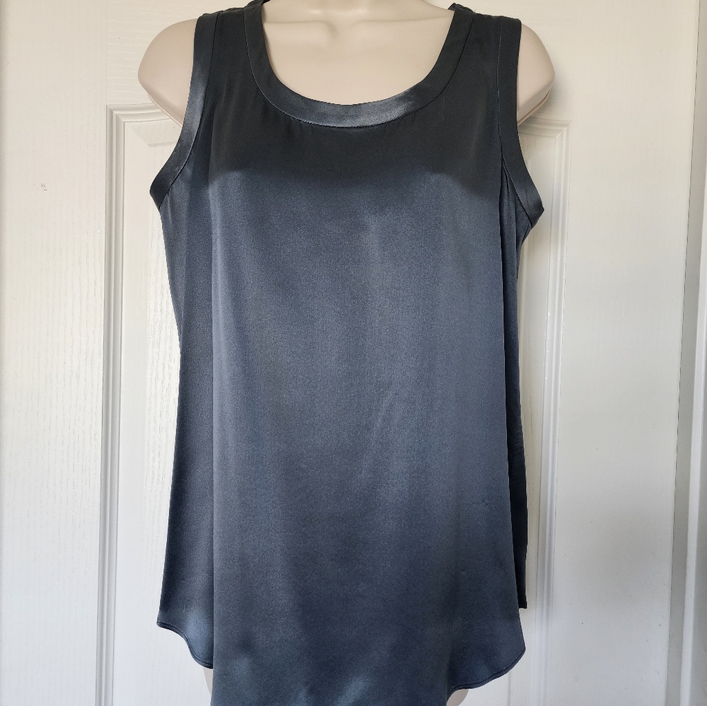 Lafayette 148 NY Reversible Silk Charmeuse Tank | Charcoal Gray | Like New